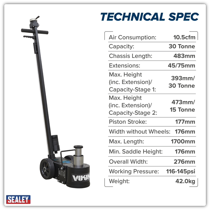 Premier Air Operated Telescopic Jack 15-30 Tonne | YAJ15-30