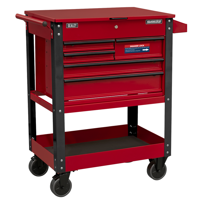 Superline PRO® Heavy-Duty Mobile Tool & Parts Trolley with 5 Drawers & Lockable Top | AP890M