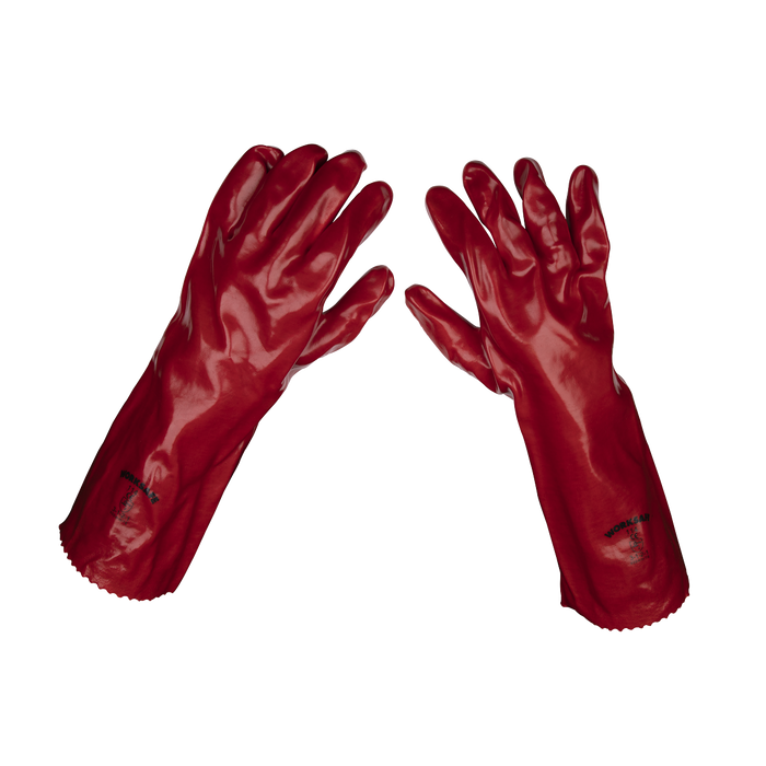 Worksafe® PVC Gauntlets 450mm, Red - Pack of 12 Pairs | 9114/12