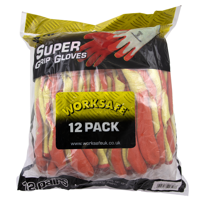 Worksafe® Super Grip Knitted Gloves with Latex Palm, X-Large - Pack of 12 Pairs | 9121XL/12