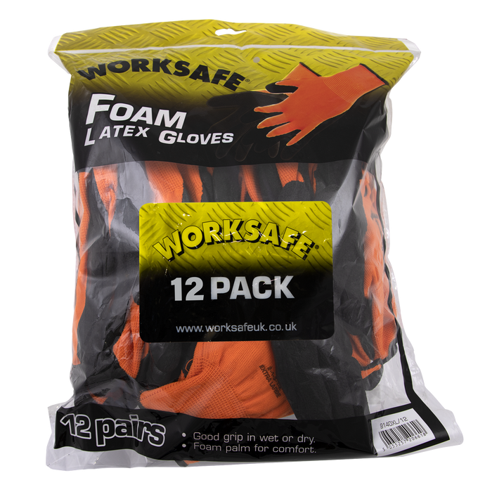Worksafe® Foam Latex Gloves, X-Large - Pack of 12 Pairs | 9140XL/12