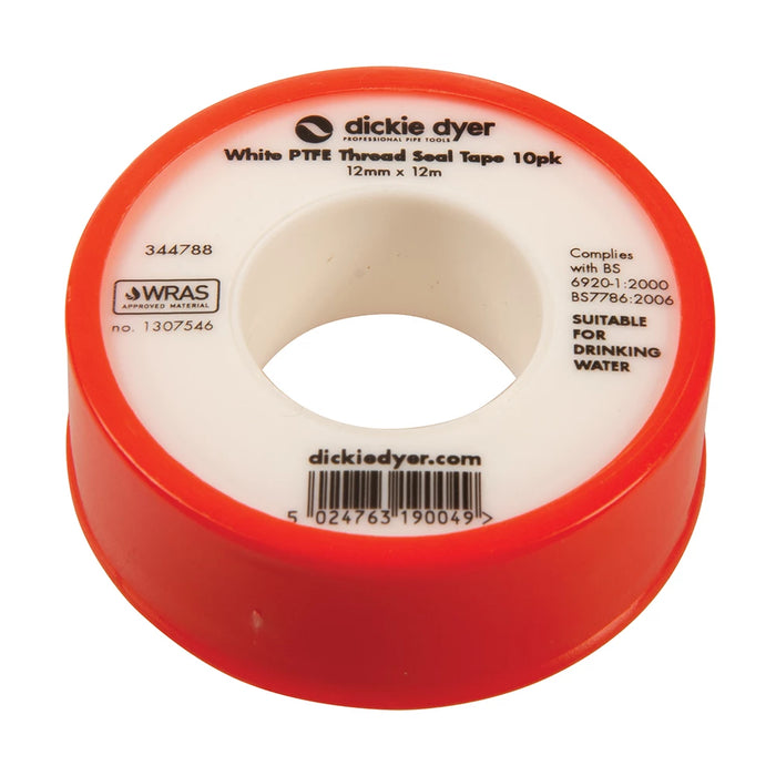 Dickie Dyer White PTFE Thread Seal Tape (Pack of 10) | 951652