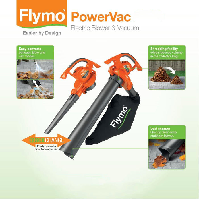 Flymo PowerVac 3000 Corded Leaf Blower and Vaccum | 967658101