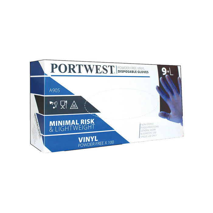 Portwest Powder Free Vinyl Disposable Gloves (Pack of 100) | A905