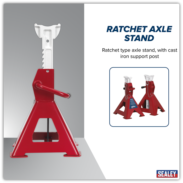 Auto Rise Ratchet Axle Stands (Pair) 3 Tonne Capacity per Stand | AAS3000