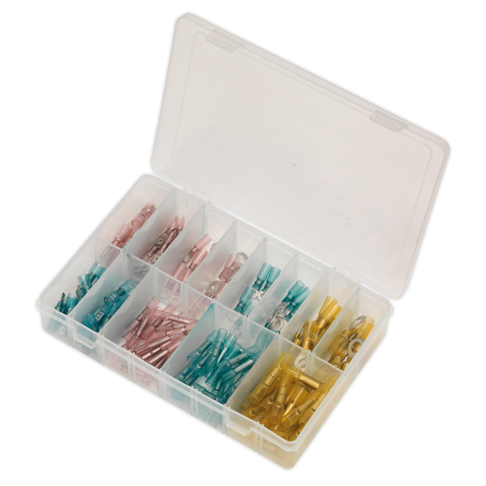 Adhesive Lined Heat Shrink Terminal Assortment 142pc - Blue, Red & Yellow | AB037HT
