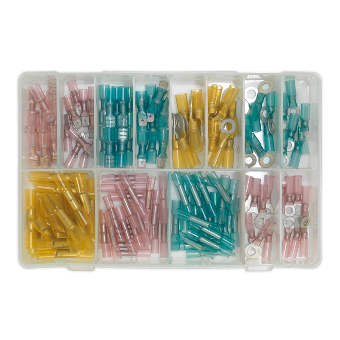 Adhesive Lined Heat Shrink Terminal Assortment 142pc - Blue, Red & Yellow | AB037HT