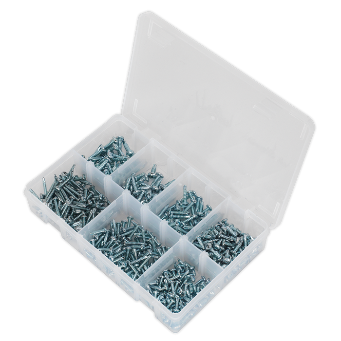 Zinc Plated Self-Drilling Pan Head Phillips Screw Assortment 500pc | AB060SDS