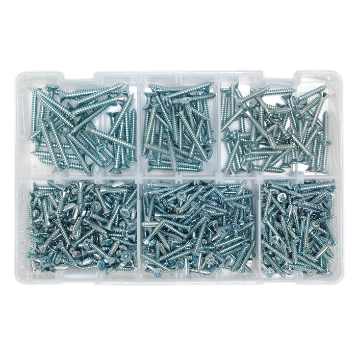 Zinc Plated Self-Tapping Countersunk Pozi Screw Assortment 510pc - DIN 7982 | AB062STCS