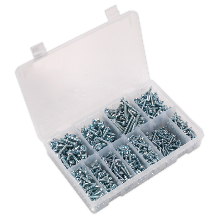Zinc Plated Self-Tapping Pan Head Pozi Screw Assortment 700pc - DIN 7981CZ | AB063STPH