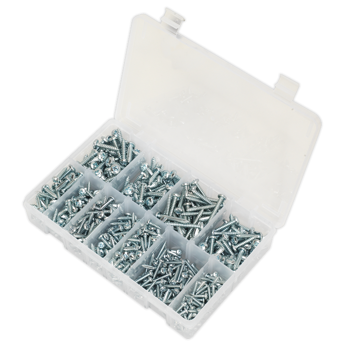Zinc Plated Self-Tapping Pan Head Pozi Screw Assortment 700pc - DIN 7981CZ | AB063STPH
