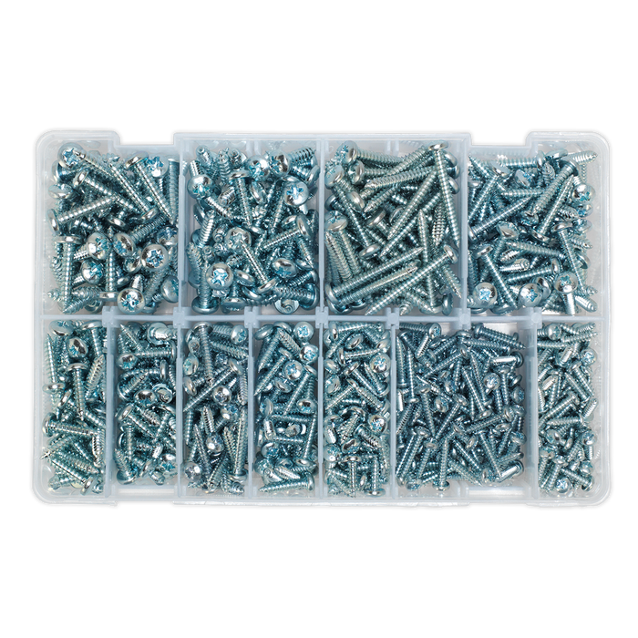 Zinc Plated Self-Tapping Pan Head Pozi Screw Assortment 700pc - DIN 7981CZ | AB063STPH