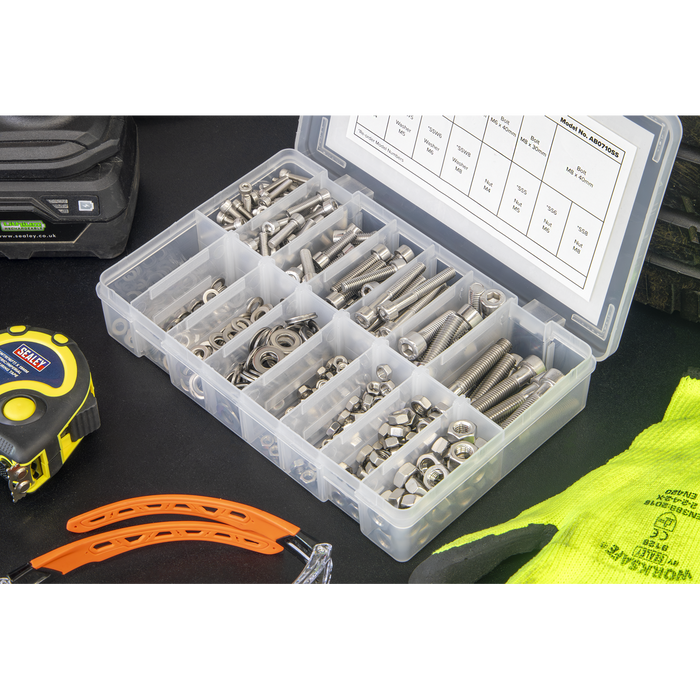 Stainless Steel Hex Socket Bolt, Washer & Nut Assortment 710pcs | AB0710SS