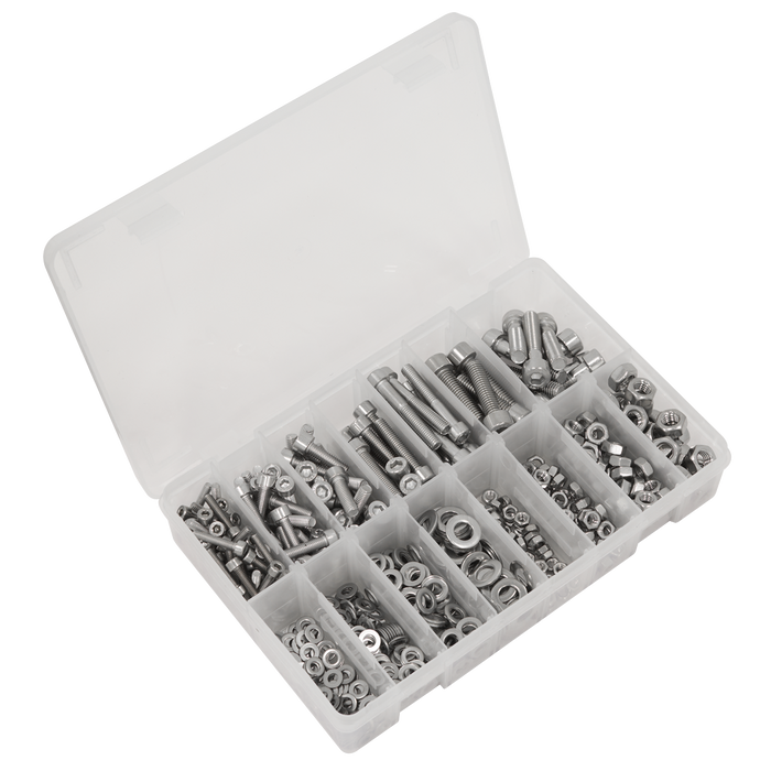 Stainless Steel Hex Socket Bolt, Washer & Nut Assortment 710pcs | AB0710SS