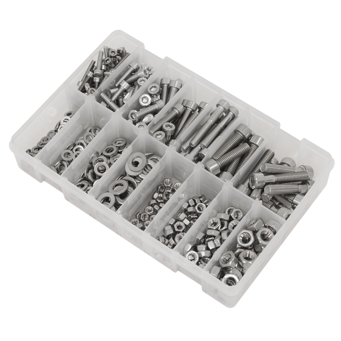 Stainless Steel Hex Socket Bolt, Washer & Nut Assortment 710pcs | AB0710SS