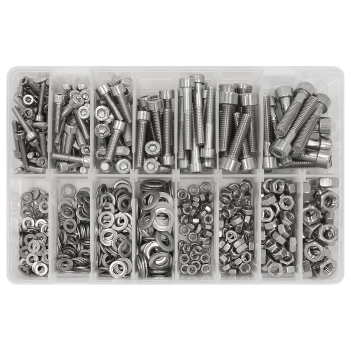 Stainless Steel Hex Socket Bolt, Washer & Nut Assortment 710pcs | AB0710SS