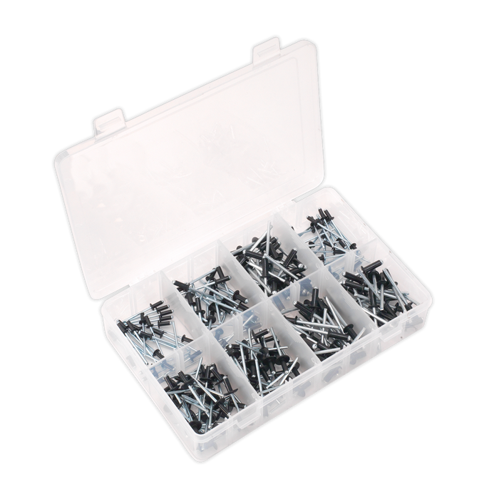 Black Anodised Rivet Assortment 200pc | AB074BR