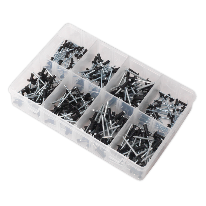 Black Anodised Rivet Assortment 200pc | AB074BR