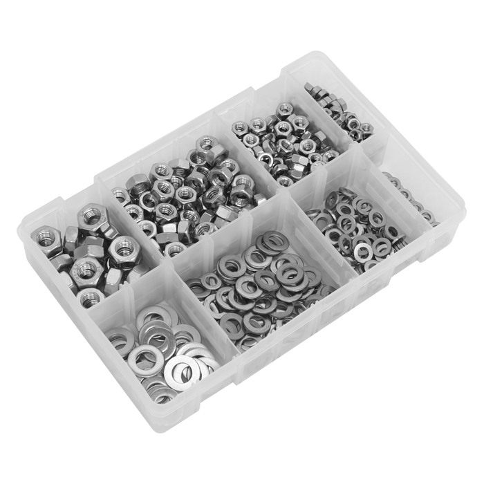Stainless Steel Nut and Washer Assortment M5-M10 500pc | AB077NW
