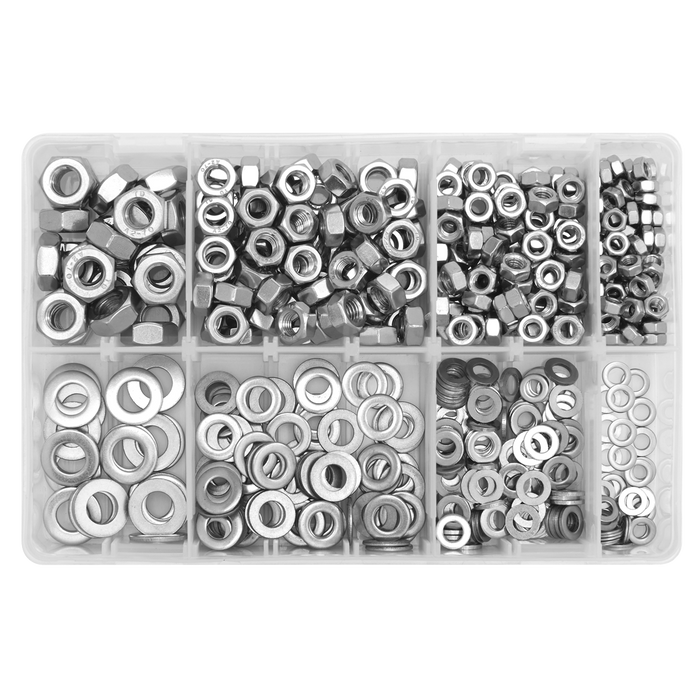 Stainless Steel Nut and Washer Assortment M5-M10 500pc | AB077NW