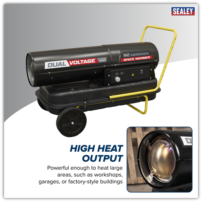 Dual Voltage Space Warmer® Kerosene/Diesel Heater with Wheels 185,000Btu/hr(55kW) | AB1850DV