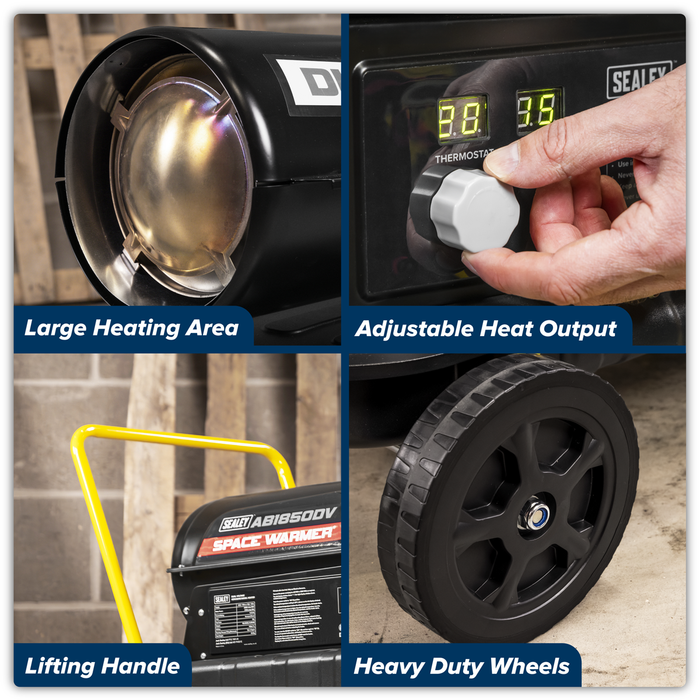 Dual Voltage Space Warmer® Kerosene/Diesel Heater with Wheels 185,000Btu/hr(55kW) | AB1850DV