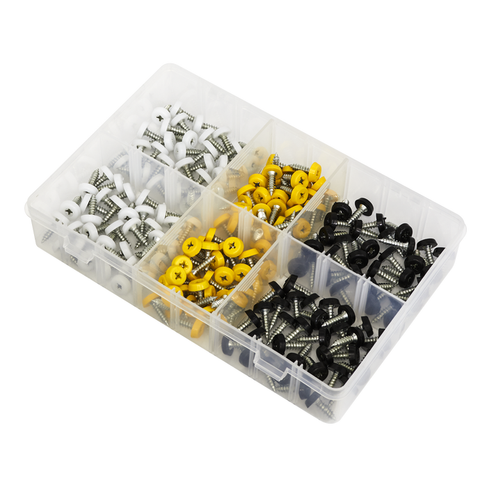Numberplate Screw Assortment 4.8mm x 18mm 195pc - Plastic Enclosed Head | AB195NP