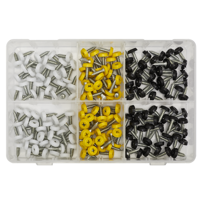 Numberplate Screw Assortment 4.8mm x 18mm 195pc - Plastic Enclosed Head | AB195NP