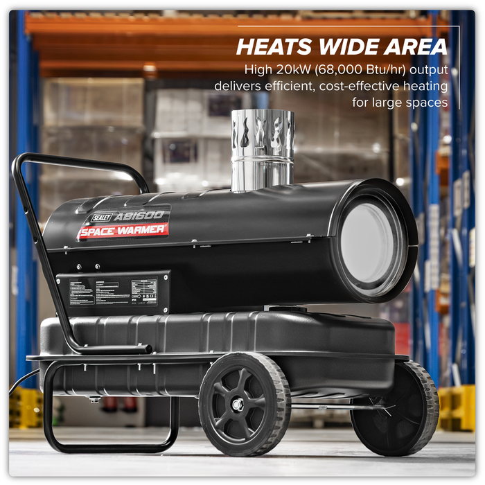Space Warmer® Indirect Kerosene/Diesel Heater with Wheels 68,000Btu/hr | ABI600