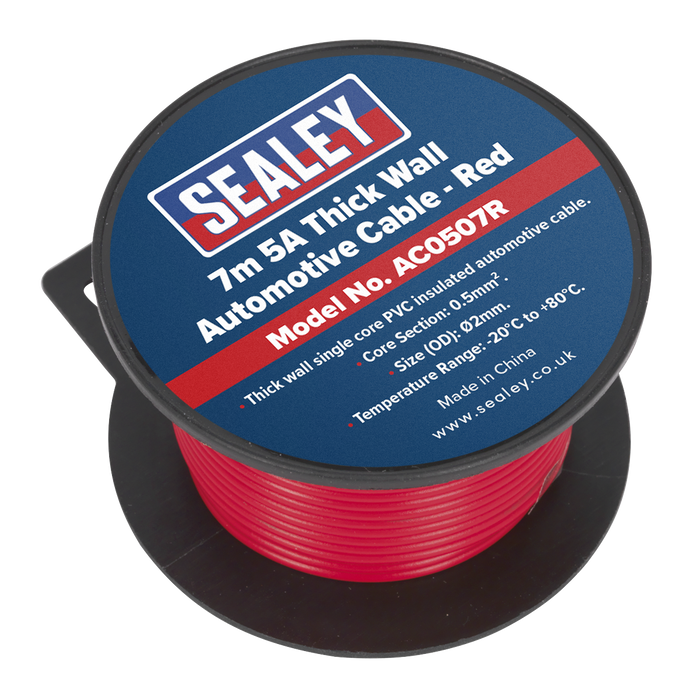 5A Thick Wall Automotive Cable 7m - Red | AC0507R