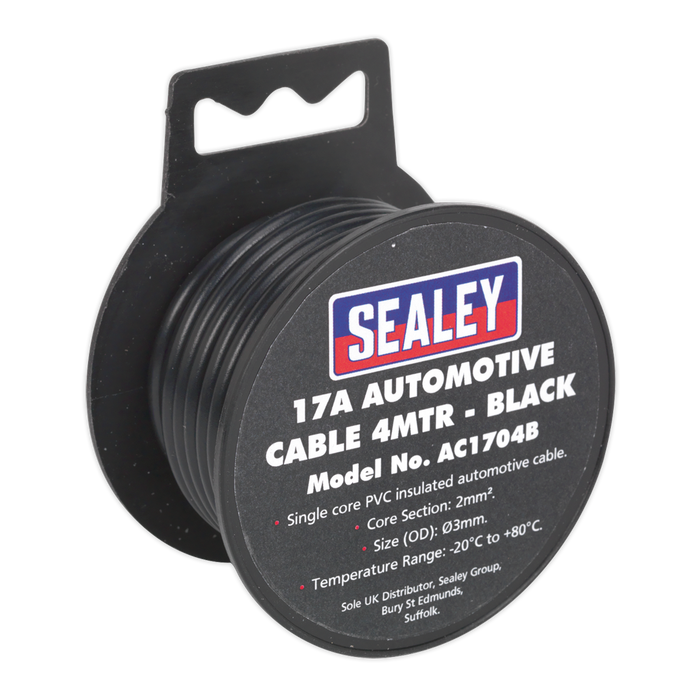 17A Thick Wall Automotive Cable 4m - Black | AC1704B