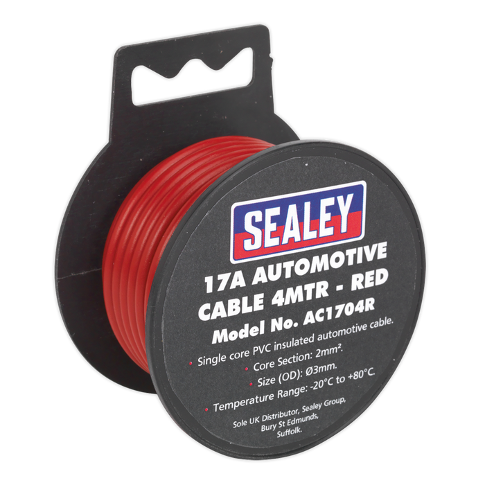 17A Thick Wall Automotive Cable 4m - Red | AC1704R