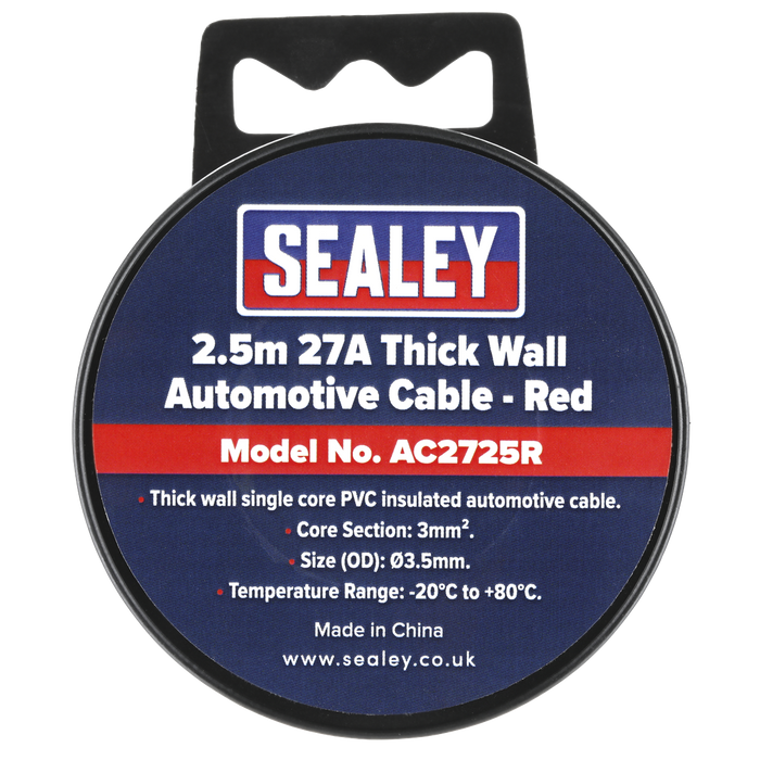 27A Thick Wall Automotive Cable 2.5m - Red | AC2725R