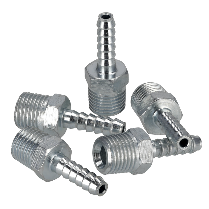 PCL Screwed Tailpiece Male 1/4"BSPT - 3/16" Hose - Pack of 5 | AC38
