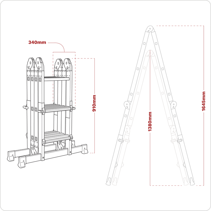 Aluminium 4-Way Multipurpose Adjustable-Height Ladder - EN 131 | AFPL2