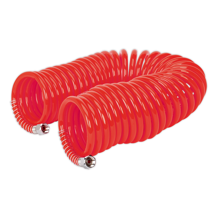 PU Coiled Air Hose with 1/4"BSP Unions 10m x 6mm | AH10C/6