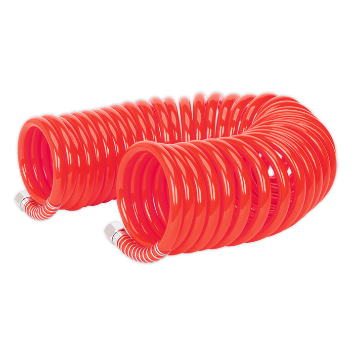 PU Coiled Air Hose with 1/4"BSP Unions 10m x 8mm | AH10C/8