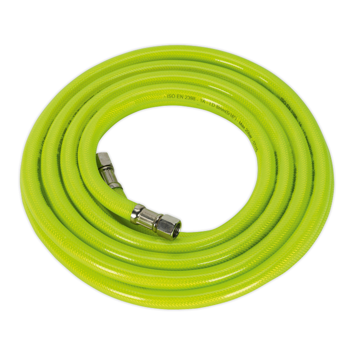 High-Visibility Air Hose with 1/4"BSP Unions 5m x 8mm | AHFC5