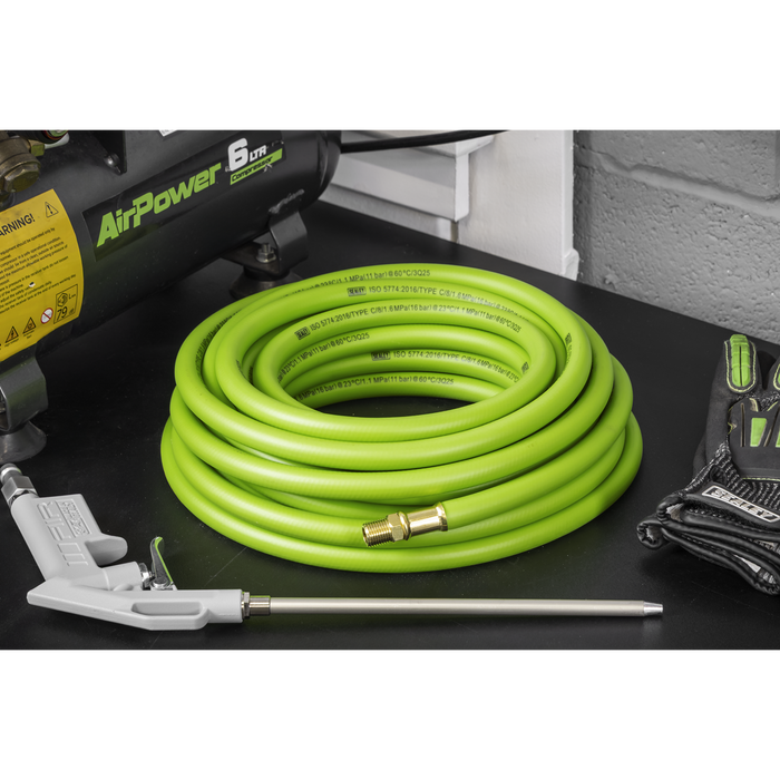 High-Visibility Hybrid Air Hose with 1/4"BSP Unions 10m x 8mm | AHH10