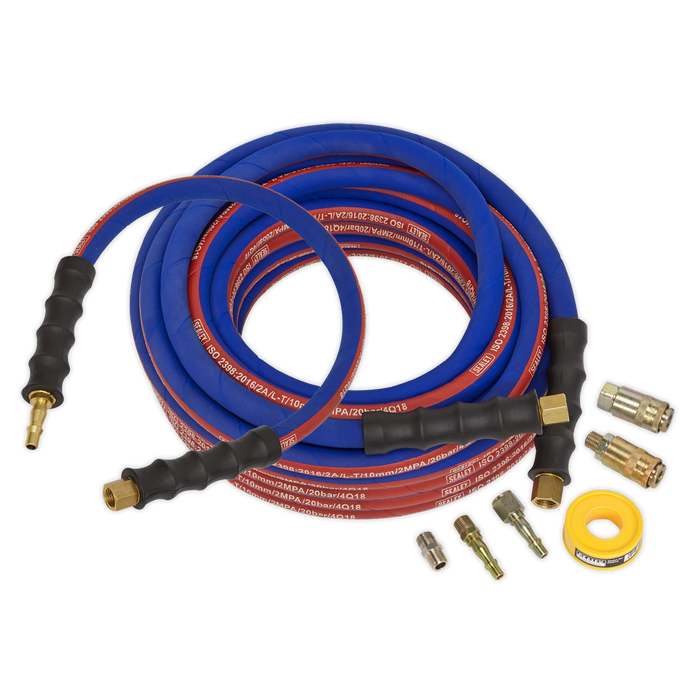 Extra-Heavy-Duty Air Hose Kit with Connectors 15m x 10mm | AHK02