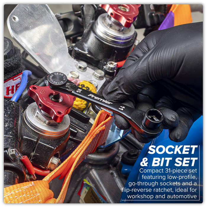 Premier Black Go-Through Lock-On™ Low Profile Socket & Bit Set 1/4"Sq Drive 31pc | AK2112