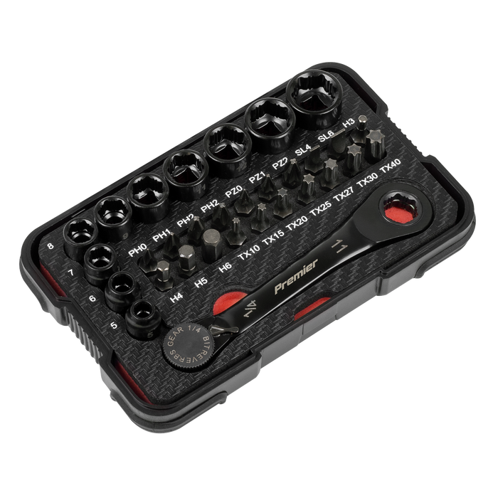 Premier Black Go-Through Lock-On™ Low Profile Socket & Bit Set 1/4"Sq Drive 31pc | AK2112