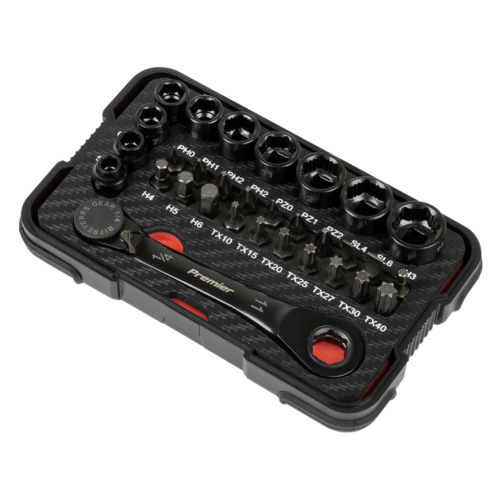 Premier Black Go-Through Lock-On™ Low Profile Socket & Bit Set 1/4"Sq Drive 31pc | AK2112