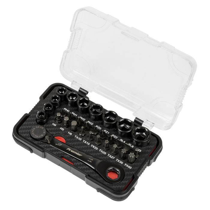 Premier Black Go-Through Lock-On™ Low Profile Socket & Bit Set 1/4"Sq Drive 31pc | AK2112