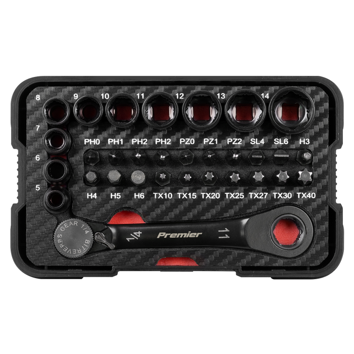Premier Black Go-Through Lock-On™ Low Profile Socket & Bit Set 1/4"Sq Drive 31pc | AK2112