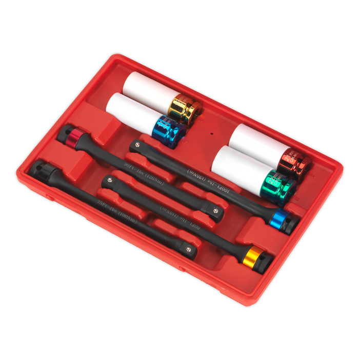Torque Stick & Aluminium Wheel Impact Socket Set 1/2"Sq Drive 8pc | AK2243