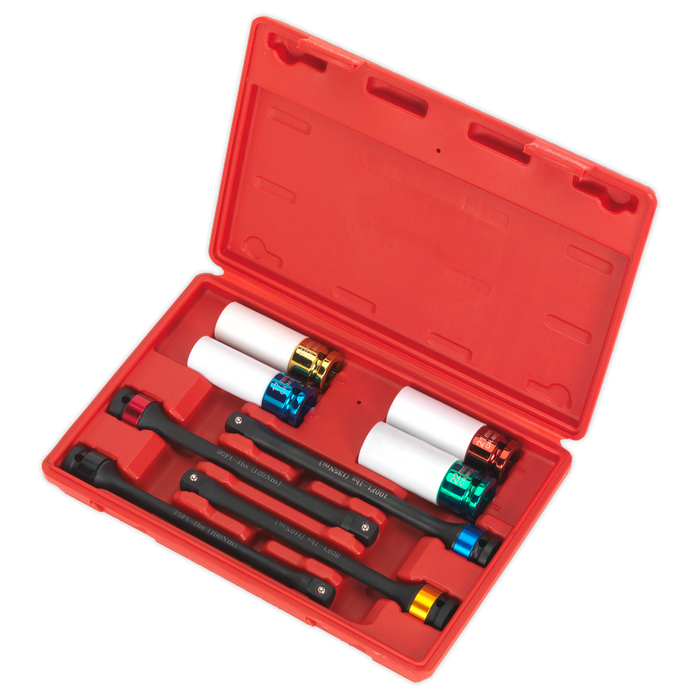 Torque Stick & Aluminium Wheel Impact Socket Set 1/2"Sq Drive 8pc | AK2243