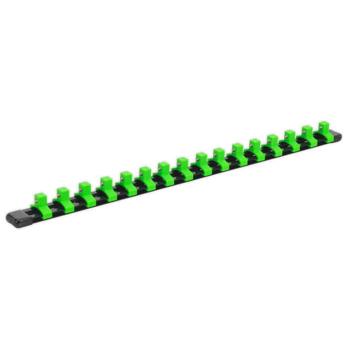 Premier Socket Retaining Rail with 16 Clips 3/8"Sq Drive - Hi-Vis Green | AK27053HV