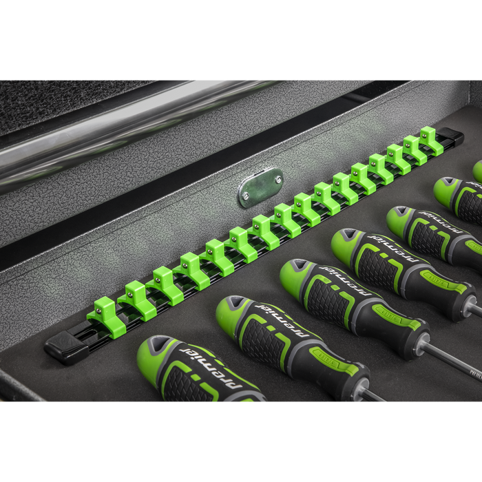 Premier Socket Retaining Rail with 16 Clips 3/8"Sq Drive - Hi-Vis Green | AK27053HV