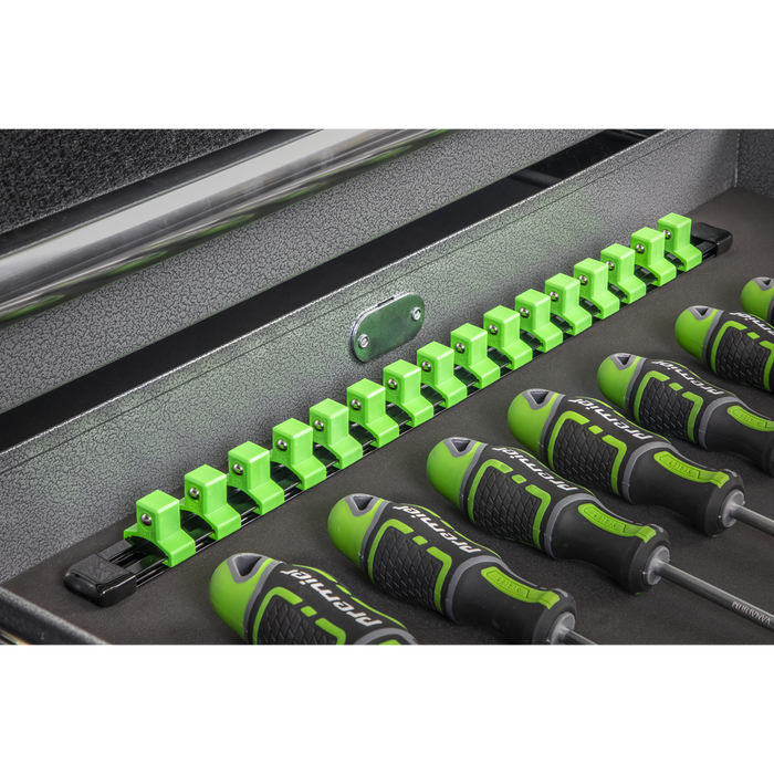 Premier Socket Retaining Rail with 16 Clips 1/2"Sq Drive - Hi-Vis Green | AK27054HV